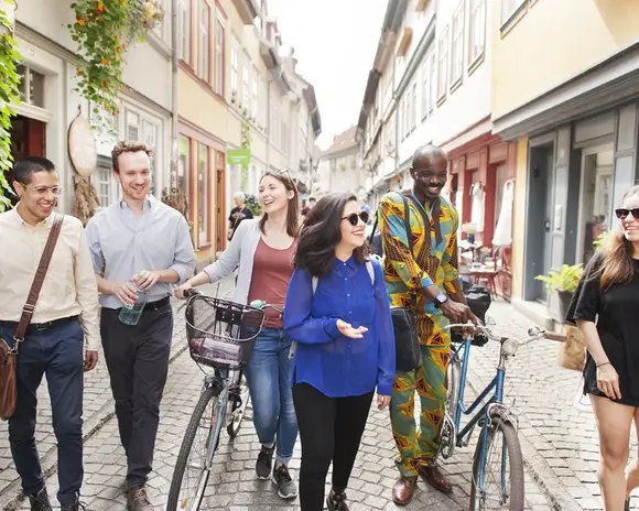 Students walking through the city of Erfurt